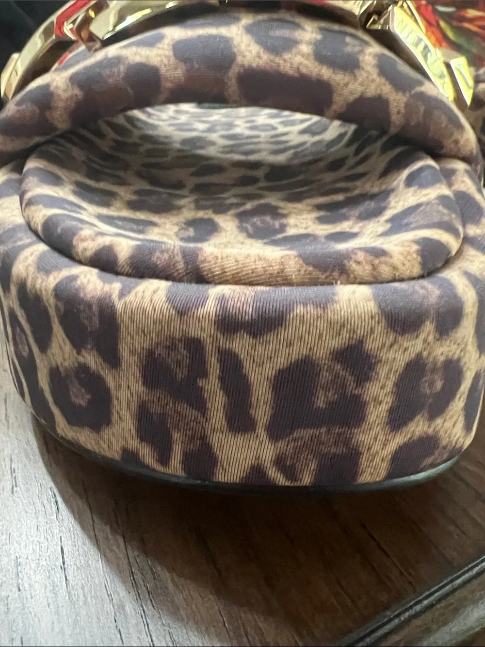 Good American Leopard Print Slide Sandals with Gold Accent